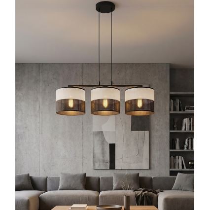 Griestu lustra uz kabeļa KARBON 3xE27/15W/230V melna/pelēka