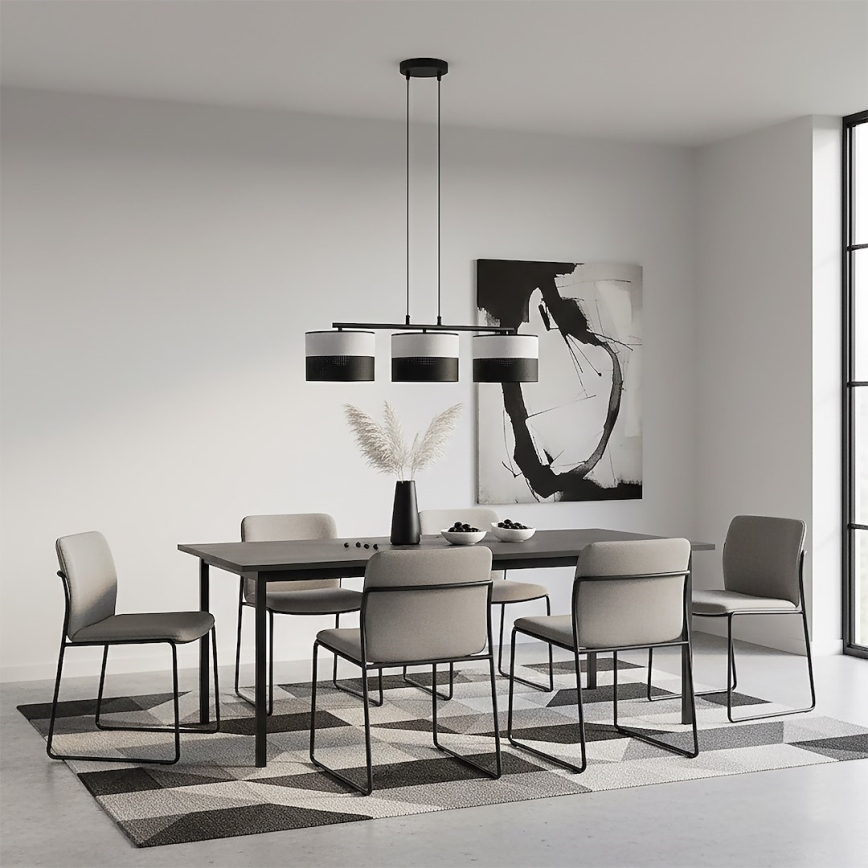 Griestu lustra uz kabeļa KARBON 3xE27/15W/230V melna/pelēka