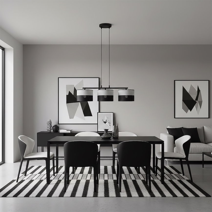 Griestu lustra uz kabeļa KARBON 3xE27/15W/230V melna/pelēka