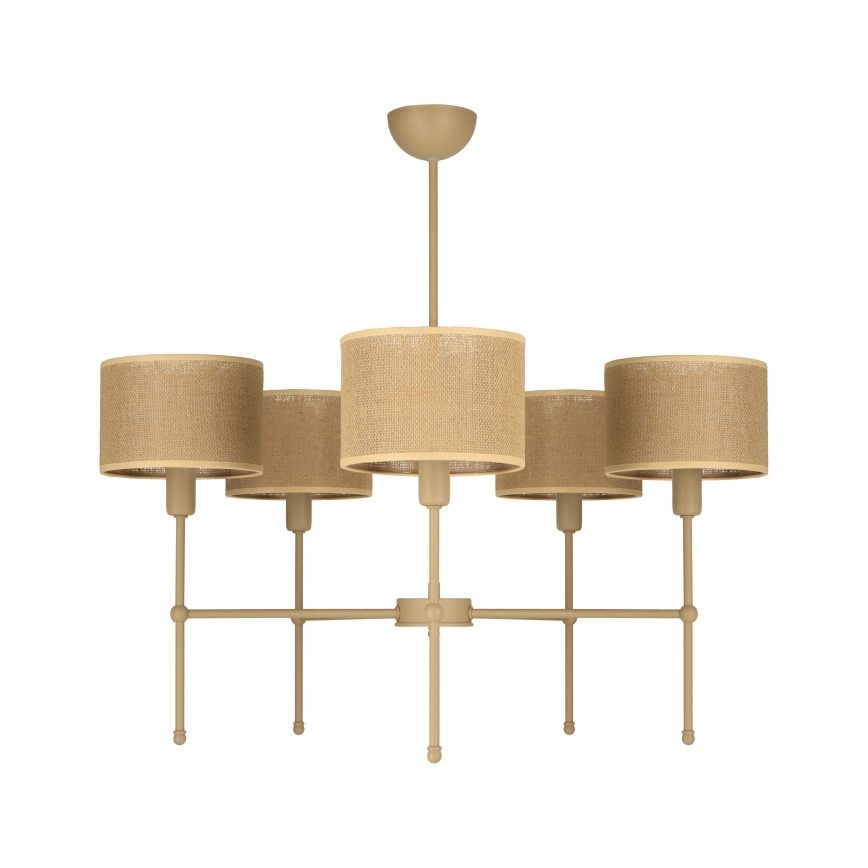 Griestu lustra uz stieņa MADELA 5xE14/40W/230V juta/bēša