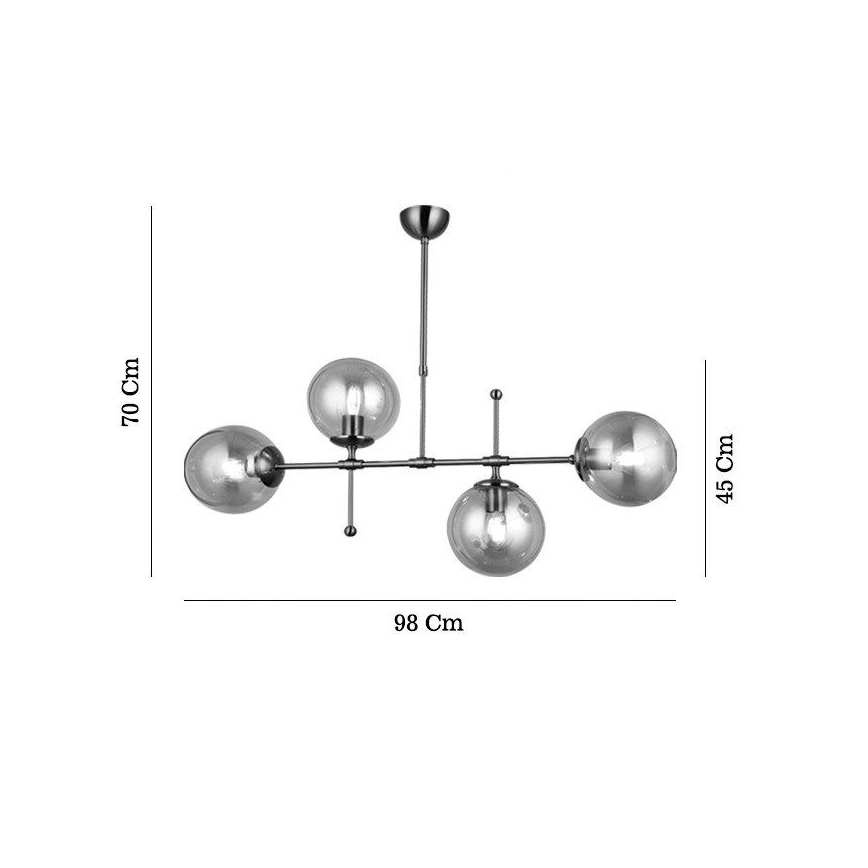Griestu lustra uz stieņa POLINO 4xE27/40W/230V, bronzas krāsā
