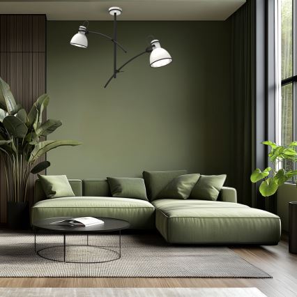 Griestu lustra uz stieņa ZUMBA 2xE27/60W/230V balta/melna