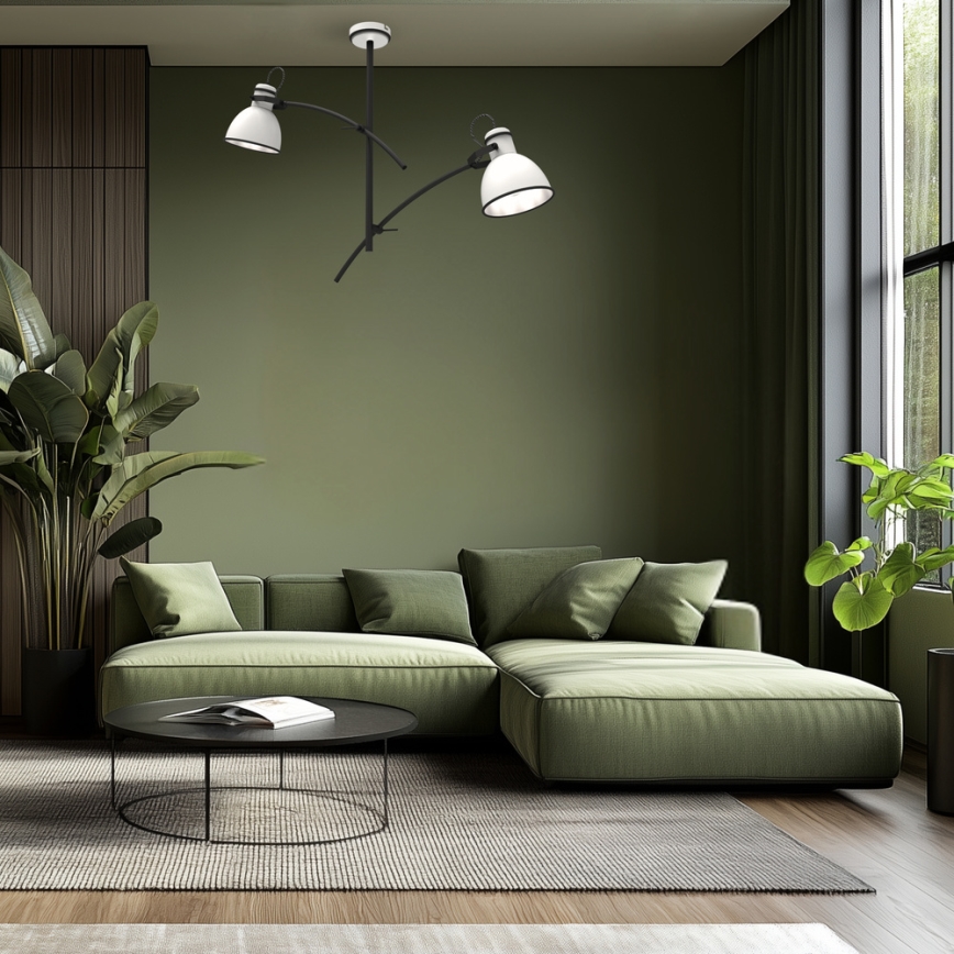 Griestu lustra uz stieņa ZUMBA 2xE27/60W/230V balta/melna