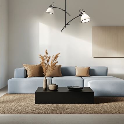 Griestu lustra uz stieņa ZUMBA 2xE27/60W/230V balta/melna