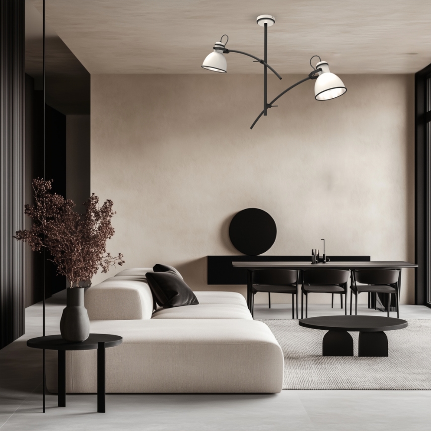 Griestu lustra uz stieņa ZUMBA 2xE27/60W/230V balta/melna