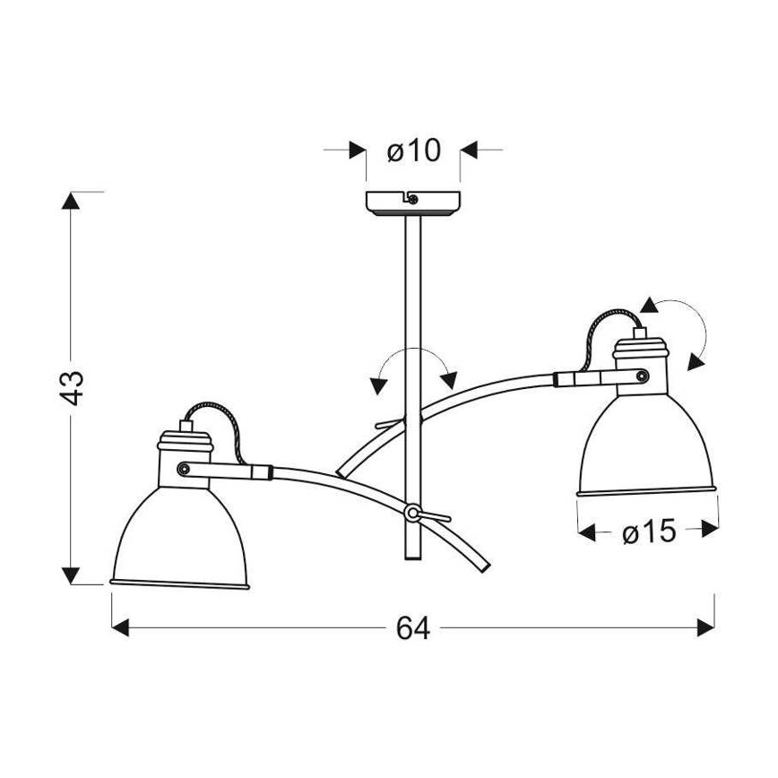 Griestu lustra uz stieņa ZUMBA 2xE27/60W/230V balta/melna