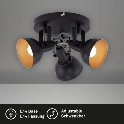Griestu spotgaismeklis 3xE14/40W/230V, melns