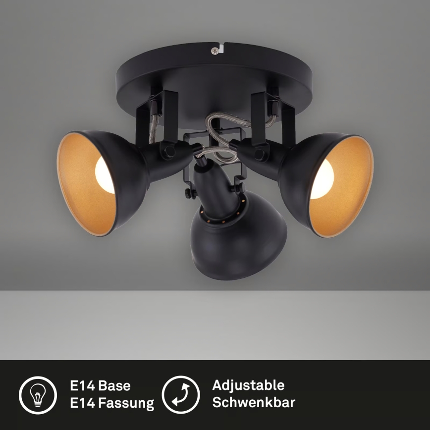 Griestu spotgaismeklis 3xE14/40W/230V, melns