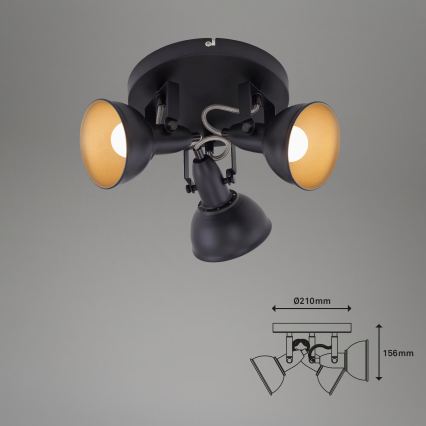 Griestu spotgaismeklis 3xE14/40W/230V, melns