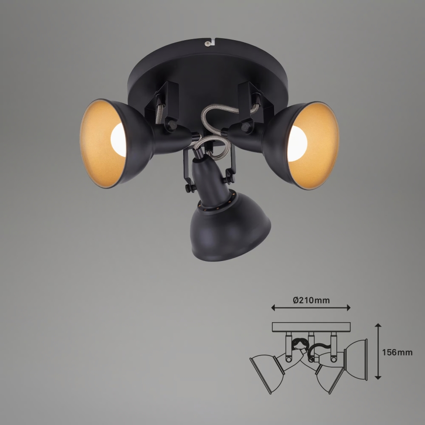 Griestu spotgaismeklis 3xE14/40W/230V, melns