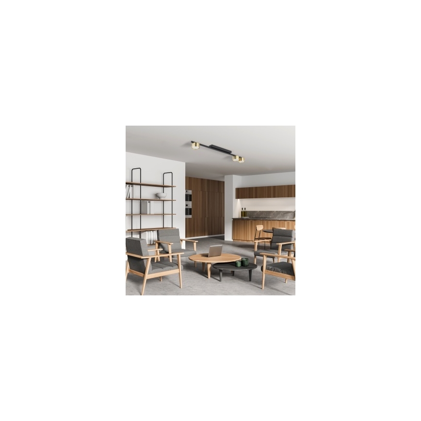 Griestu spotgaismeklis LOGAN 3xGU10/10W/230V melns/zelts