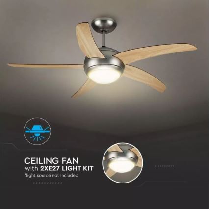 Griestu ventilators 2xE27/20W/230V d. 132 cm + tālvadības pults