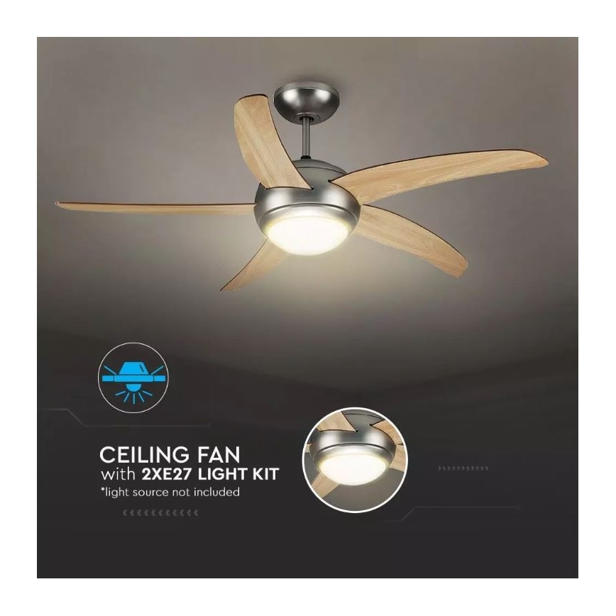 Griestu ventilators 2xE27/20W/230V d. 132 cm + tālvadības pults