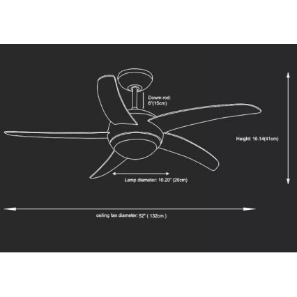 Griestu ventilators 2xE27/20W/230V d. 132 cm + tālvadības pults