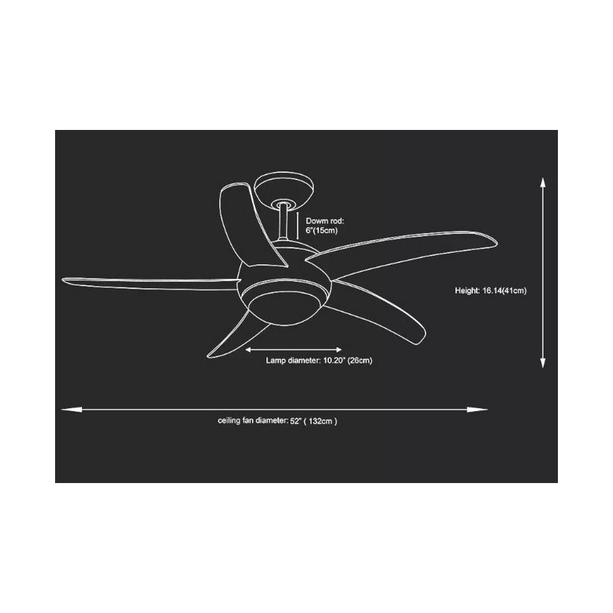 Griestu ventilators 2xE27/20W/230V d. 132 cm + tālvadības pults