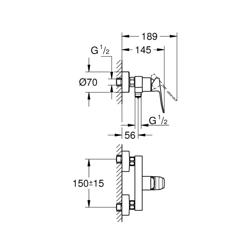 GROHE 1018742430 - Dušas jaucējkrāns DICE melns