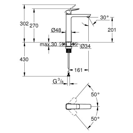 GROHE 1018922430 - Izlietnes jaucējkrāns DICE XL melns