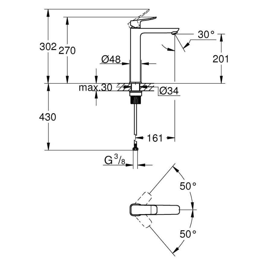 GROHE 1018922430 - Izlietnes jaucējkrāns DICE XL melns
