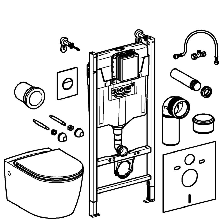 GROHE 103843SH00 - SOLIDO COMPACT 1,13 m, komplekts 5 vienā, keramika/balta