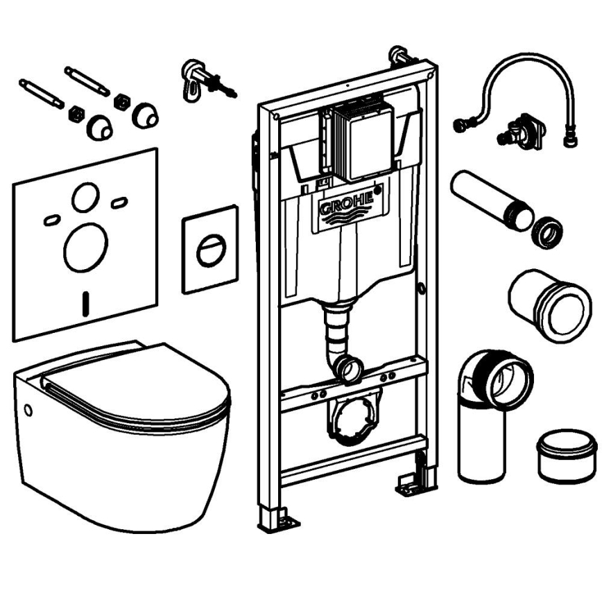 GROHE 103846SH00 - SOLIDO komplekts 5 vienā, 1,13 m, keramika/balta