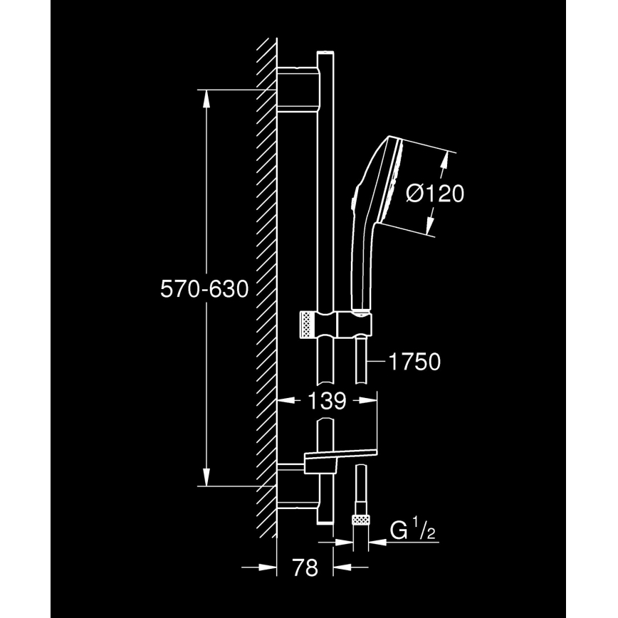 GROHE 134866GN00 - VITALIO JOY+ 120 mm zelta dušas komplekts
