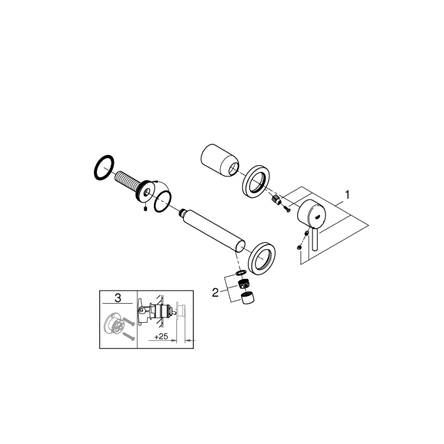 GROHE 19575001 - Divu caurumu izlietnes jaucējkrāns CONCETTO 147 mm spīdīgs hroms