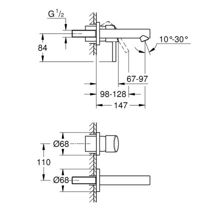GROHE 19575001 - Divu caurumu izlietnes jaucējkrāns CONCETTO 147 mm spīdīgs hroms