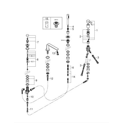 GROHE 19577001 - LINEARE četru atveru vannas jaucējkrāna komplekts, spīdīgs hroms