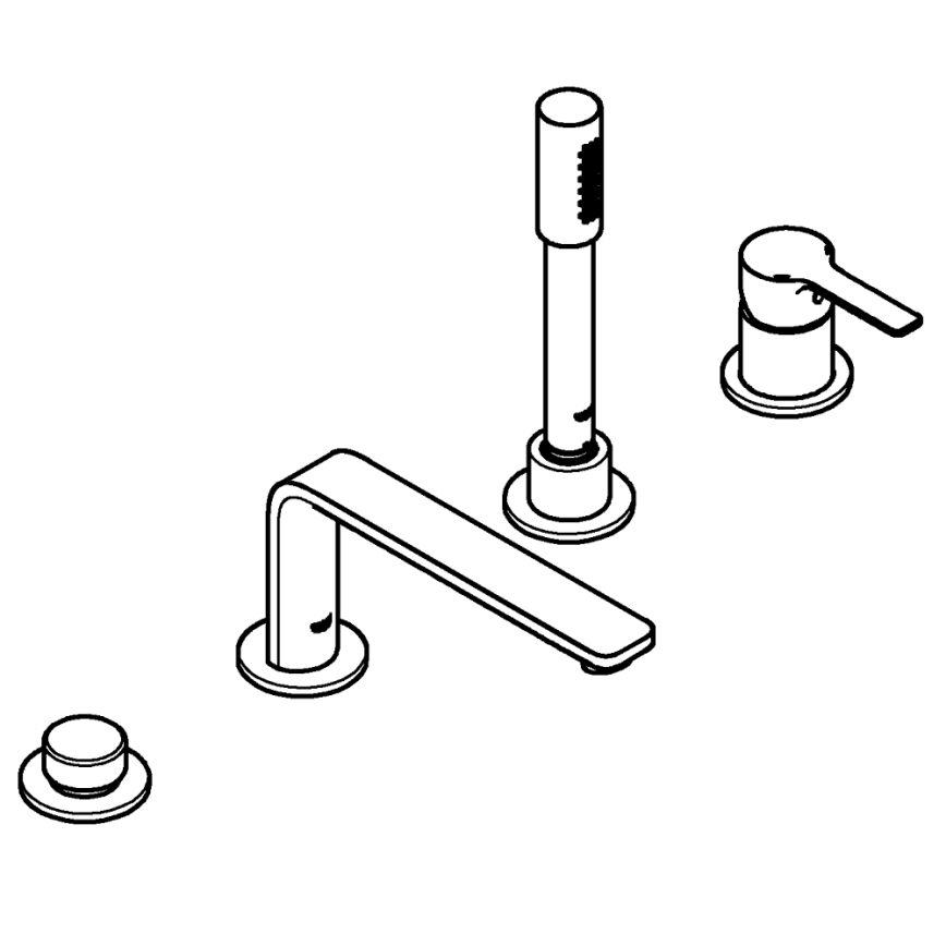 GROHE 19577001 - LINEARE četru caurumu vannas komplekts, spīdīgs hroms