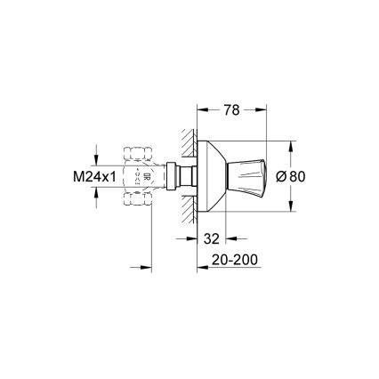 GROHE 19806001 - Virsējā daļa iebūvējamajam vārstam COSTA L 20-200 mm, spīdīgs hroms