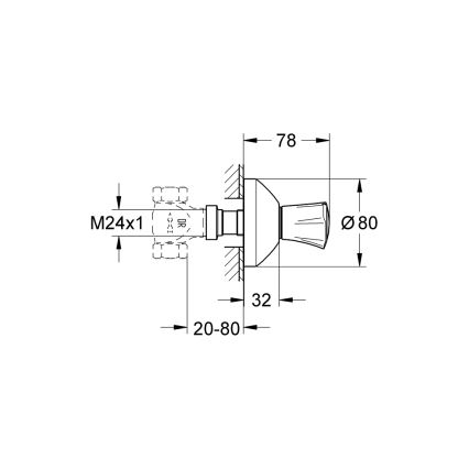 GROHE 19809001 - COSTA L iebūvējama vārsta augšējā daļa, spīdīgs hroms