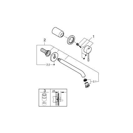 GROHE 19967AL1 - Divu caurumu izlietnes jaucējkrāns ESSENCE 230 mm, grafīts