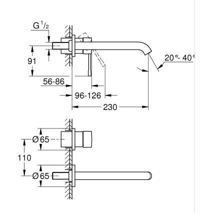 GROHE 19967DL1 - Divu caurumu izlietnes maisītājs ESSENCE 230 mm miedzains