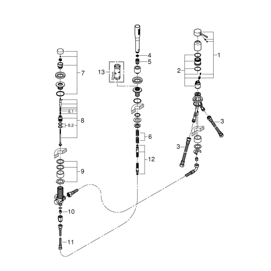 GROHE 19976001 - ESSENCE trīscaurumu vannas jaucējkrānu komplekts, spīdīgs hroms