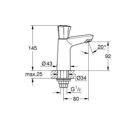 GROHE 20186001 - Stāvošais vārsts COSTA L DN 15 spīdīgs hroms