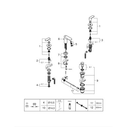 GROHE 20187000-Trīscaurumu izlietnes jaucējkrāns EUROSMART COSMOPOLITAN DN 15 hroms