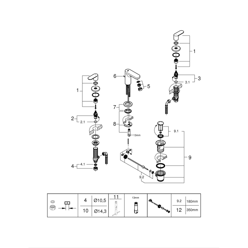GROHE 20187000-Trīscaurumu izlietnes jaucējkrāns EUROSMART COSMOPOLITAN DN 15 hroms