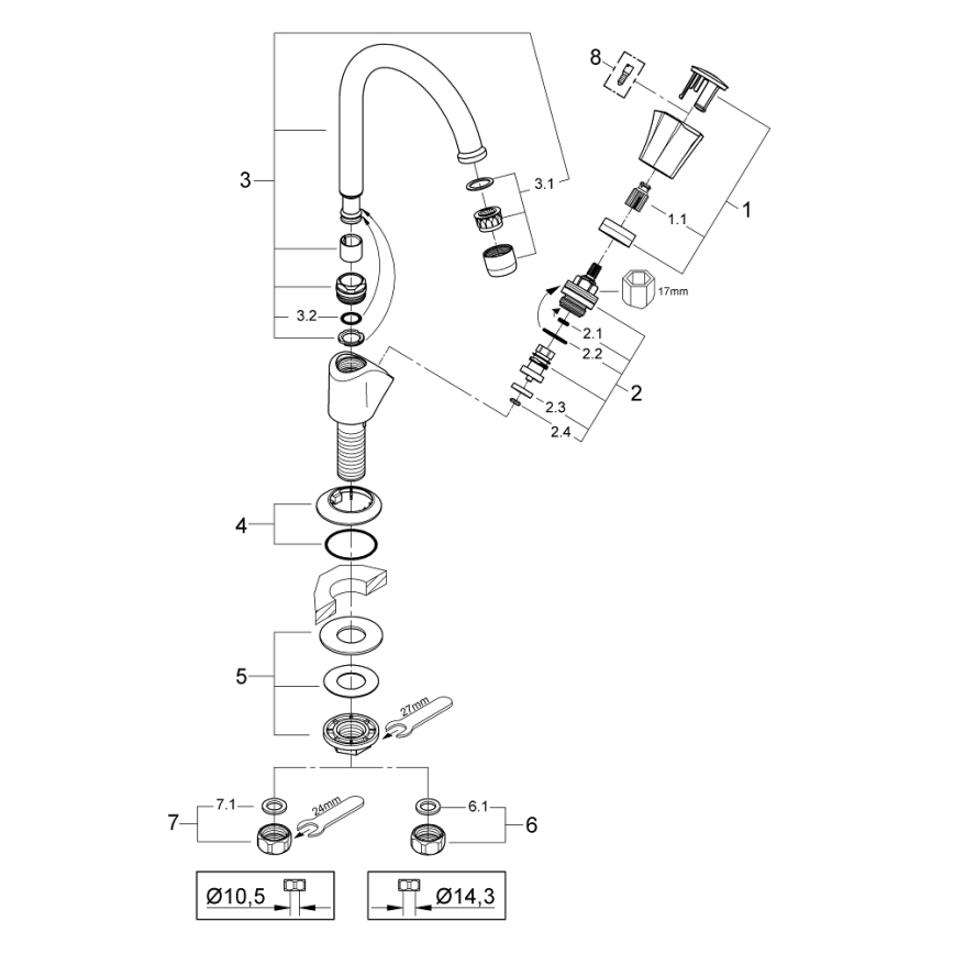 GROHE 20393001 - Uz virsmas uzstādāms vārsts COSTA L DN 15, spīdīgs hroms