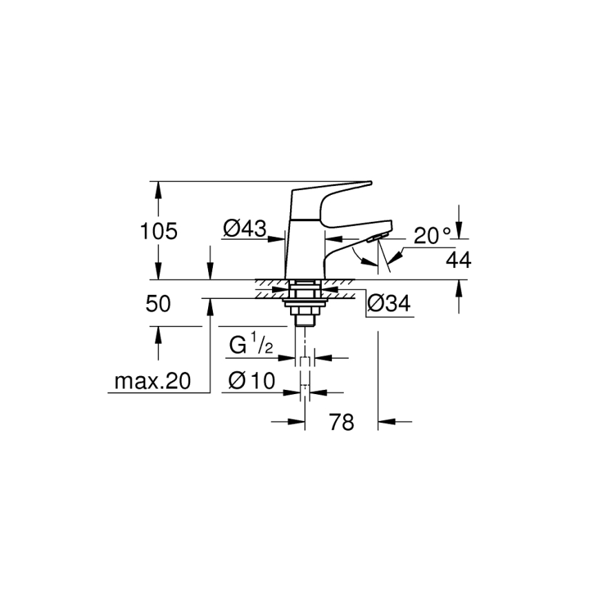GROHE 20577000 - START FLOW uz virsmas montējams vārsts DN 15, spīdīgs hroms