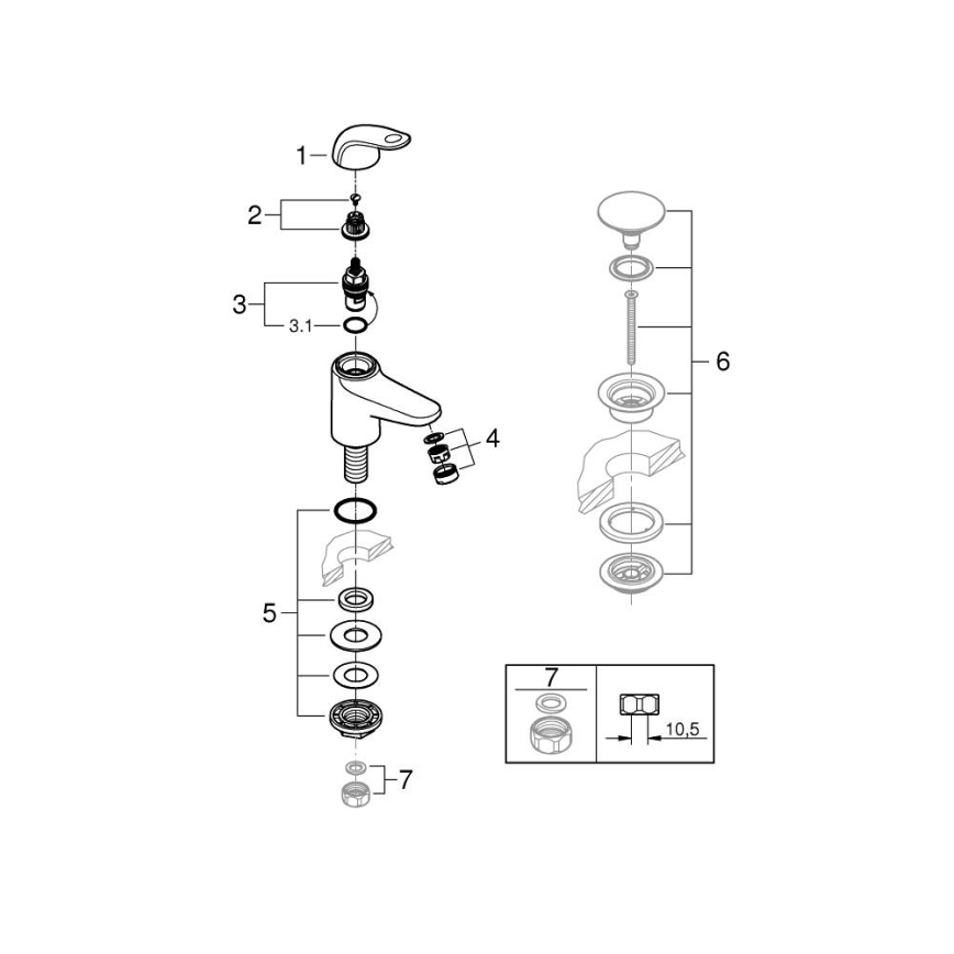 GROHE 20617001 - SWIFT stāvvārsts, izmērs XS, spīdīgi hromēts