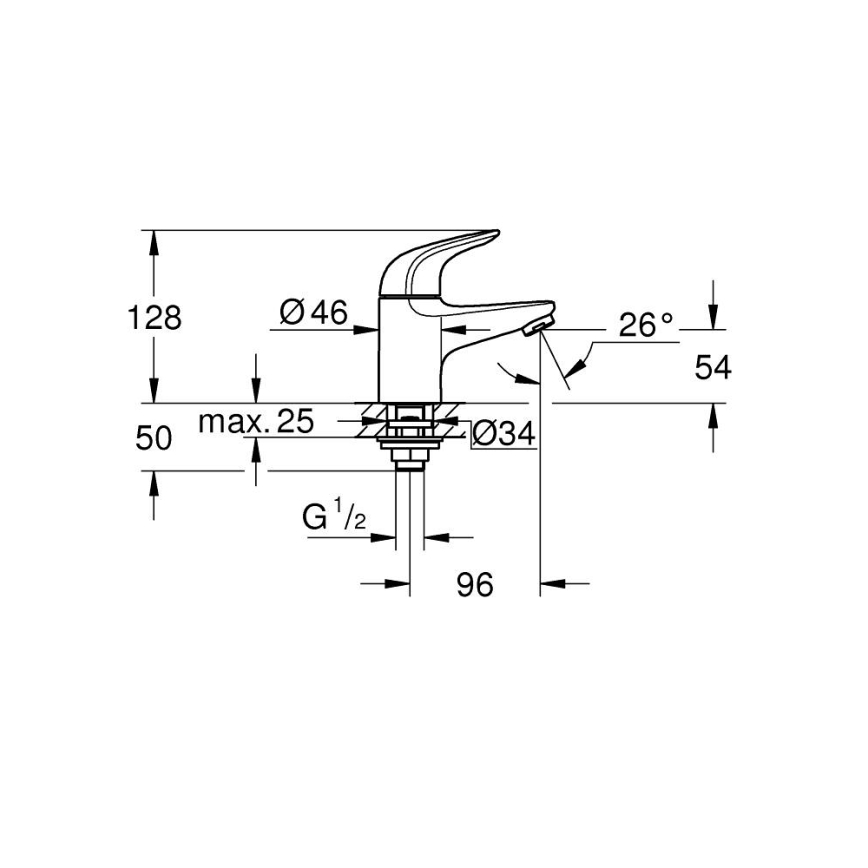 GROHE 20617001 - SWIFT stāvvārsts, izmērs XS, spīdīgi hromēts