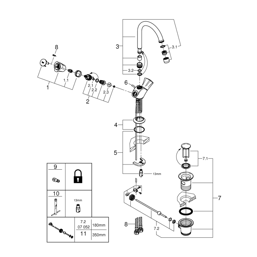 GROHE 21375001 - Izlietnes jaucējkrāns COSTA L ar spīdīgu hroma apdari