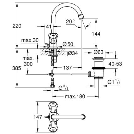 GROHE 21375001 - Izlietnes jaucējkrāns COSTA L ar spīdīgu hroma apdari