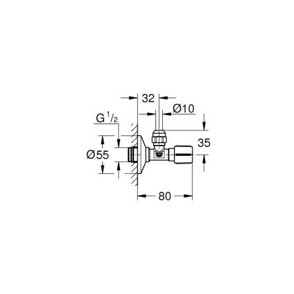 GROHE 22039000 - universālais leņķa ventilis DN 15, spīdīgs hroms