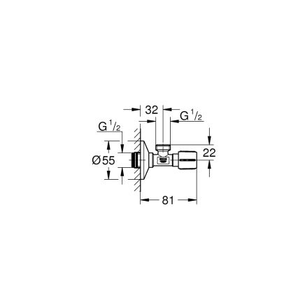 GROHE 22043000 - Leņķa vārsts UNIVERSAL DN 15 spīdīgs hroms