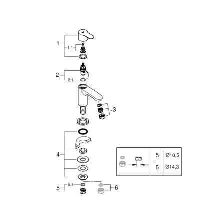 GROHE 23039002 - Izlietnes jaucējkrāns EUROSTYLE COSMOPOLITAN izmērs XS hroms