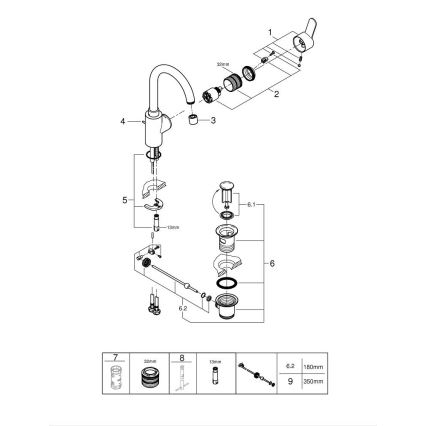 GROHE 23043003 - Izlietnes jaucējkrāns EUROSTYLE COSMOPOLITAN, izmērs L, hromēts