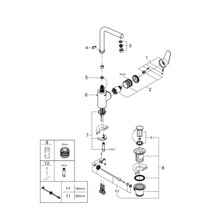 GROHE 23054003 - Izlietnes jaucējkrāns EURODISC COSMOPOLITAN, L izmērs, hromēts