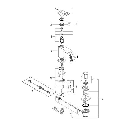 GROHE 2312700E - EUROCUBE izlietnes jaucējkrāns, izmērs S, spīdīgs hroms