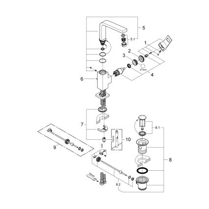 GROHE 2313500E - EUROCUBE izlietnes jaucējkrāns, L izmērs, spīdīgs hroms